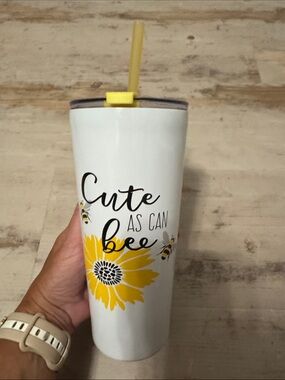 Cute as Can Bee Yellow Floral Stainless Tumbler